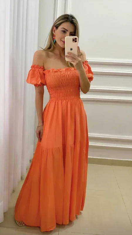 Velvet DressOrange Strapless A-line Prom Dress,Summer Boho Dress Y5498