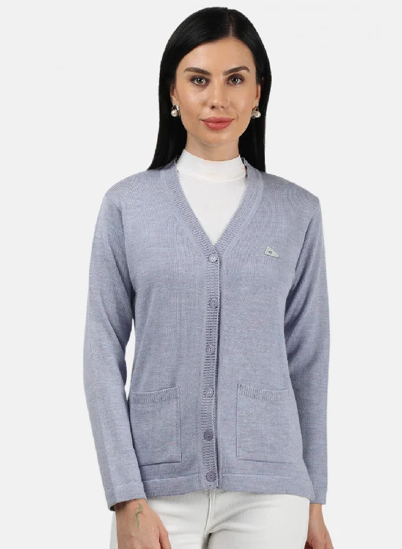 Oversized Patterned Cashmere SweatersWomen Light Sky Blue Solid Cardigan