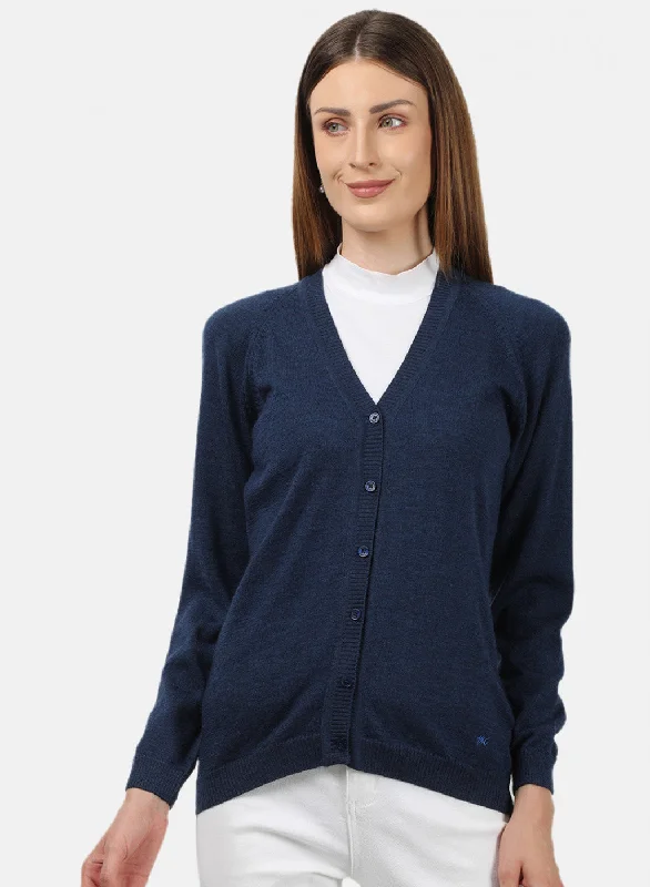 Wholesale SweatersWomen Navy Blue Solid Cardigan