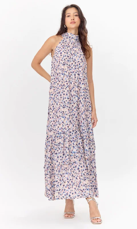 women's body-skimming dressesCarina Printed Halter Tiered Maxi Dress