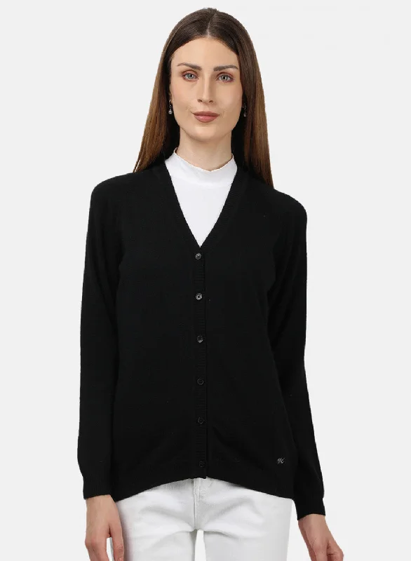 Children's SweatersWomen Black Solid Cardigan