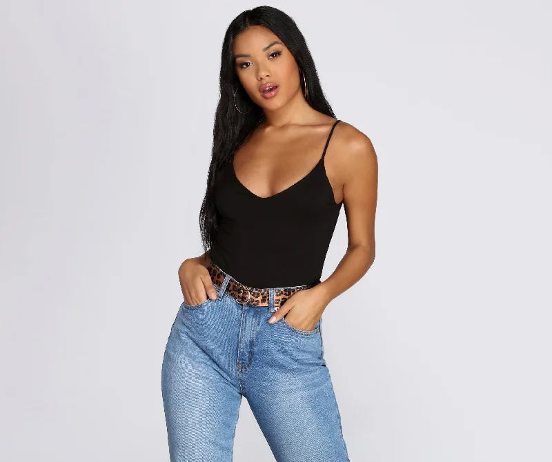 women's tops for those who want to create outfits that are both unique and memorableSuch A Cute Fit Knit Bodysuit