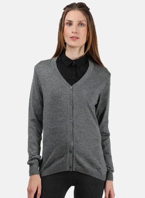 Funky Hooded SweatersWomen Grey Solid Cardigan