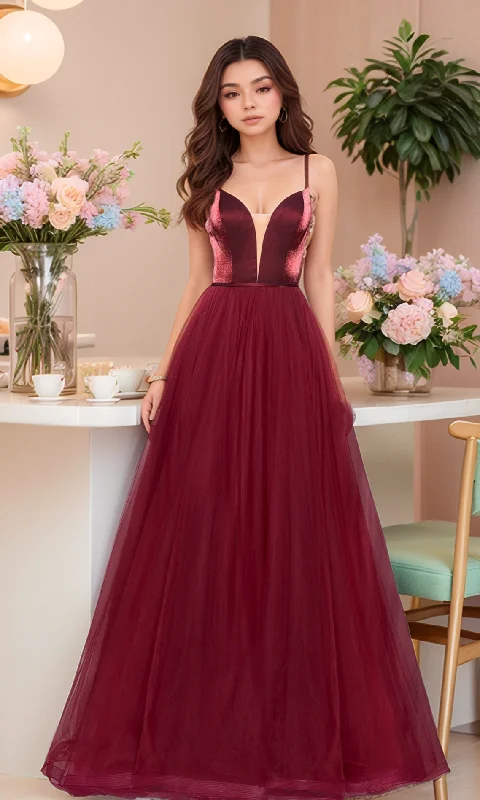 Ruffle DressA-Line Open-Back V-Neck Prom Dress: La Femme 27485