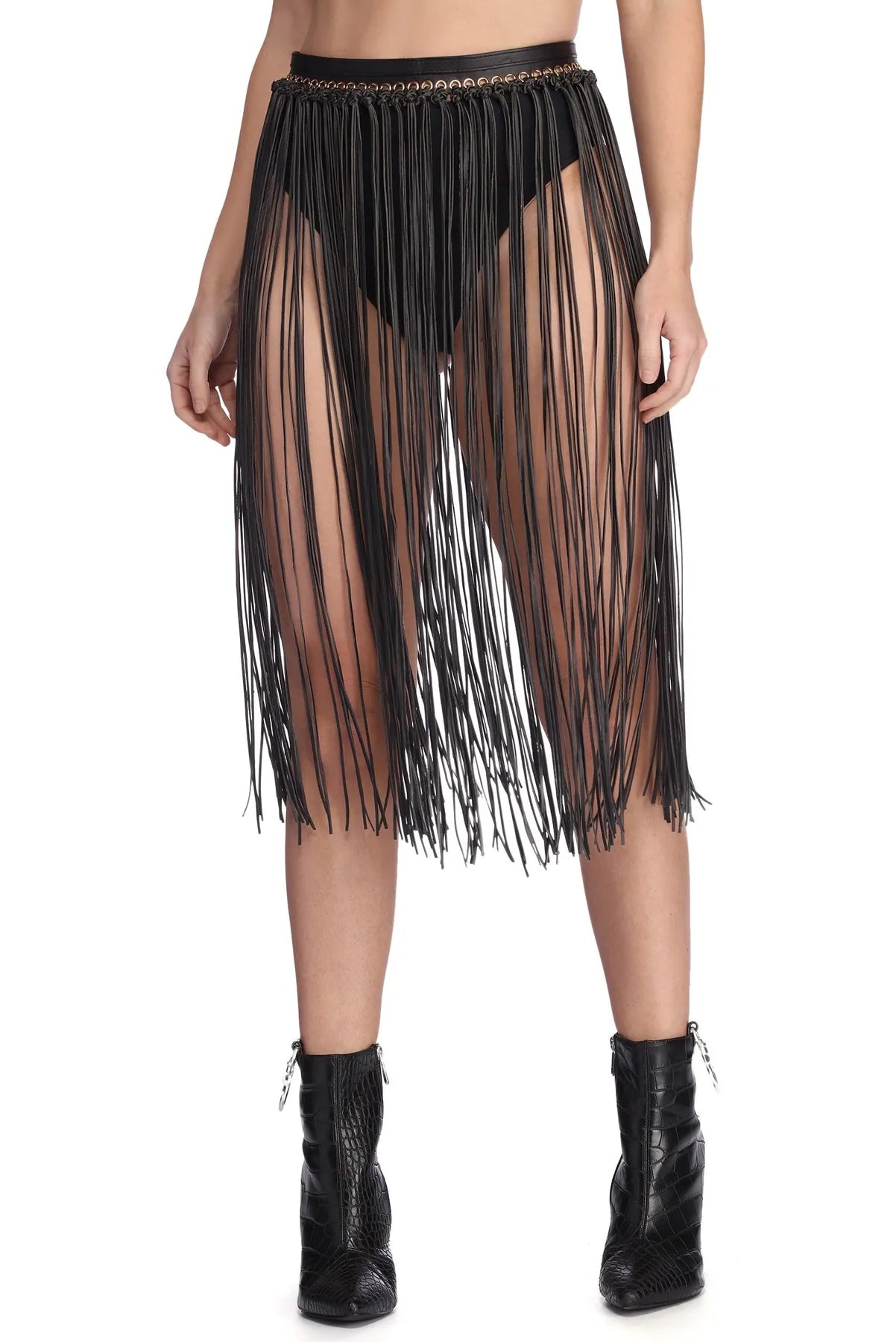 women's denim midi skirtsLiving On The Fringe Skirt