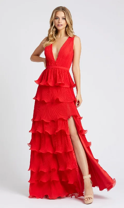 Wrap DressV-Neck Long Ruffle Prom Gown: Mac Duggal 49054